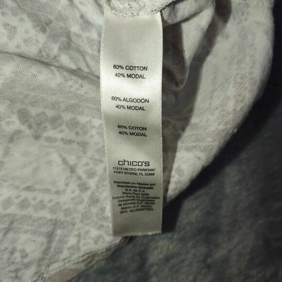 Chicos women's 3 White & Brown Short Sleeve Collared Abstract Summer T-Shirt - Picture 11 of 12